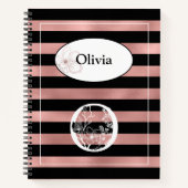 Personalisierte Rose Gold Streifen mit Initial O Notizblock (Vorderseite)