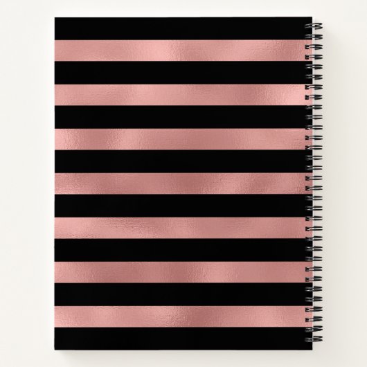 Personalisierte Rose Gold Streifen mit Initial Y Notizblock (Rückseite)