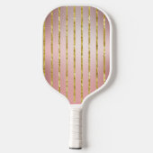 Personalisierte Rose Gold Streifen Mit Monogramm Pickleball Schläger (Rückseite)