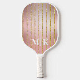 Personalisierte Rose Gold Streifen Mit Monogramm Pickleball Schläger