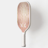 Personalisierte Rose Gold Streifen Mit Monogramm Pickleball Schläger (Links)