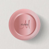 Personalisierte Rose Gold Template Monogram Elegan Button (Vorderseite)