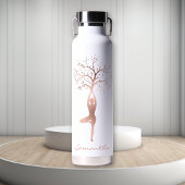 Personalisierte Rose Gold Tree Pose Namaste Trinkflasche