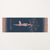 Personalisierte Rose Gold Tree Pose Namaste Yogamatte (Rückseite (Horizontal))