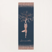 Personalisierte Rose Gold Tree Pose Namaste Yogamatte (Rückseite)