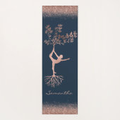 Personalisierte Rose Gold Tree Yoga Pose Namaste Yogamatte (Rückseite)