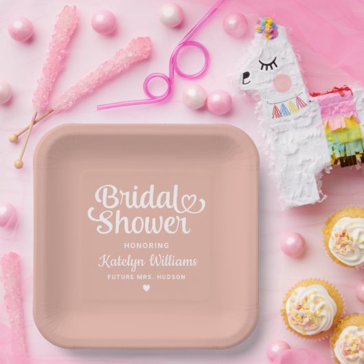 Personalisierte Rose Gold Wedding Brautparty Pappteller (Party)