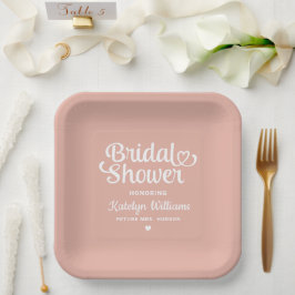 Personalisierte Rose Gold Wedding Brautparty Pappteller