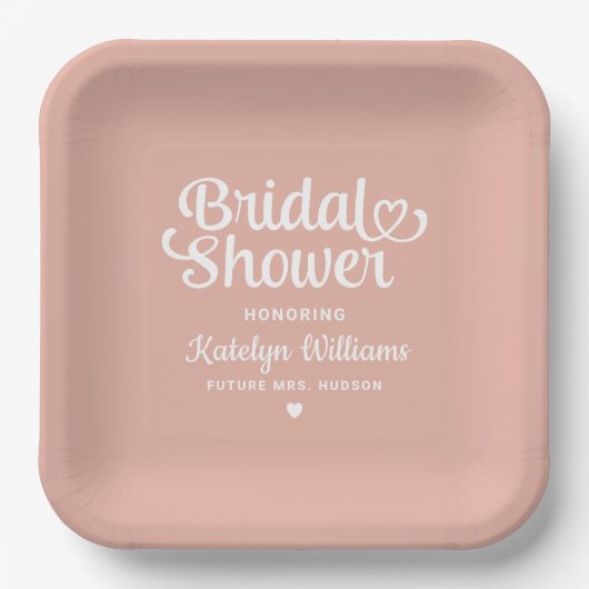 Personalisierte Rose Gold Wedding Brautparty Pappteller (Vorderseite)