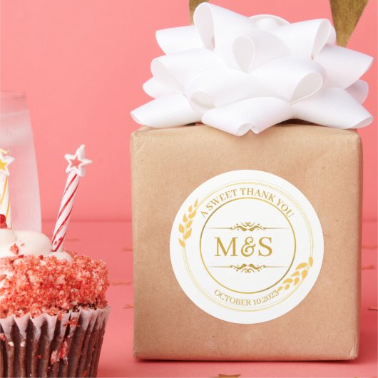 Personalisierte Rose Gold Wedding Party Dekoration Runder Aufkleber (Party)