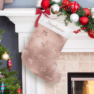 Personalisierte Rose Gold Weihnachtsfeiertage Blät Kleiner Weihnachtsstrumpf