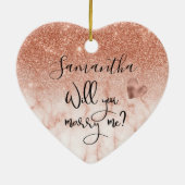 Personalisierte Rose Gold werden Sie heiraten mich Keramik Ornament (Hinten)