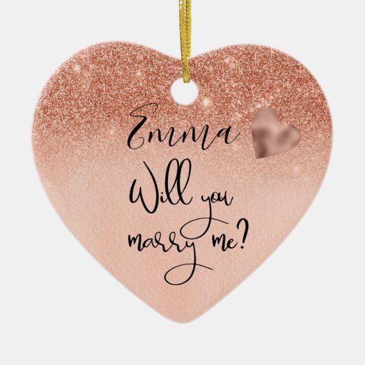 Personalisierte Rose Gold werden Sie heiraten mich Keramik Ornament (Vorne)