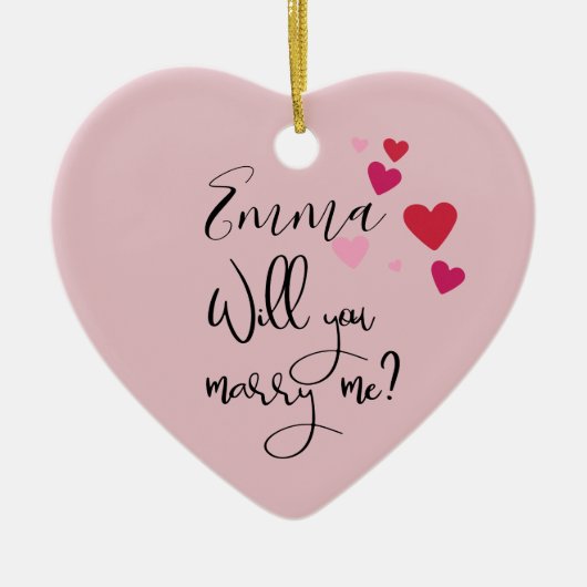 Personalisierte Rose Gold werden Sie heiraten mich Keramik Ornament (Vorne)