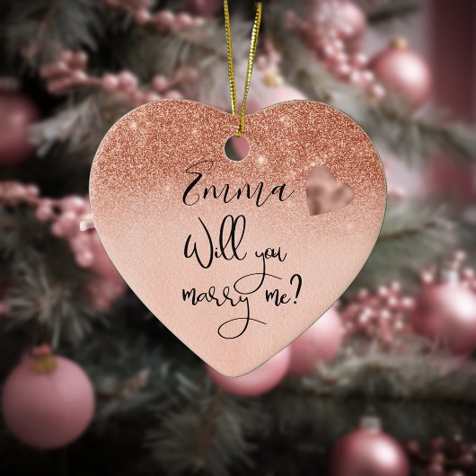 Personalisierte Rose Gold werden Sie heiraten mich Keramik Ornament