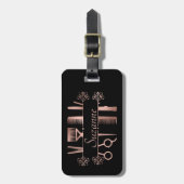 Personalisierte Rose Goldhaar Stylist Friseur Gepäckanhänger (Vorderseite vertikal)