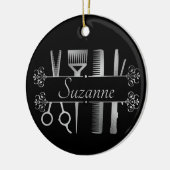 Personalisierte Rose Goldhaar Stylist Friseur Keramik Ornament (Links)