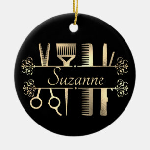 Personalisierte Rose Goldhaar Stylist Friseur Keramik Ornament