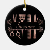 Personalisierte Rose Goldhaar Stylist Friseur Keramik Ornament (Vorne)
