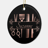 Personalisierte Rose Goldhaar Stylist Friseur Keramik Ornament (Links)