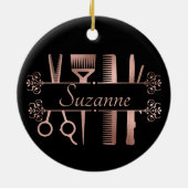 Personalisierte Rose Goldhaar Stylist Friseur Keramik Ornament (Hinten)