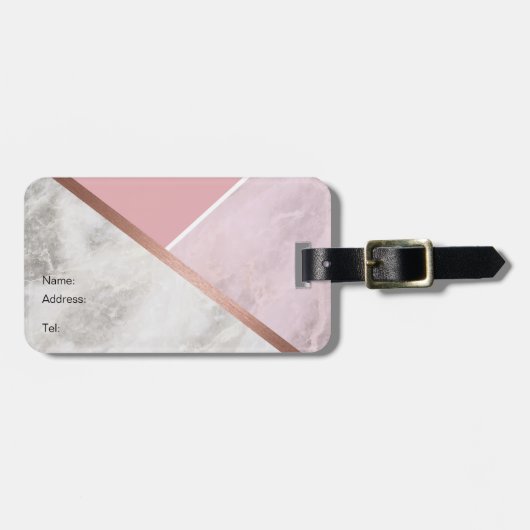 Personalisierte Rose Goldmarmor Gepäckmarke Gepäckanhänger (Vorderseite horizontal)