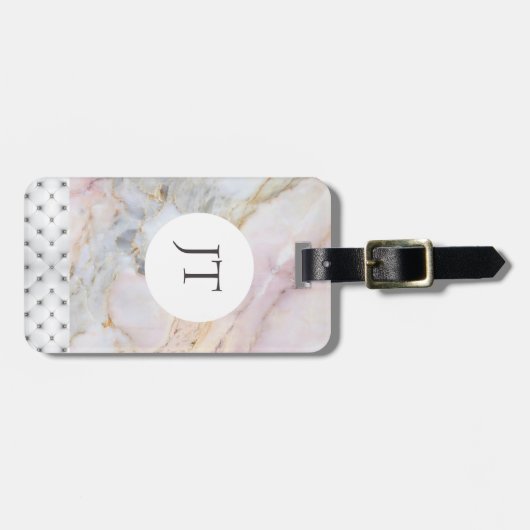 Personalisierte Rose Goldmarmor Gepäckmarke Gepäckanhänger (Vorderseite horizontal)