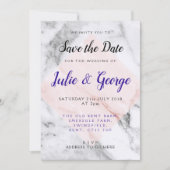 Personalisierte Rose Goldmarmor Save the Date Einladung (Vorderseite)
