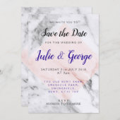 Personalisierte Rose Goldmarmor Save the Date Einladung (Vorne/Hinten)