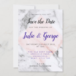 Personalisierte Rose Goldmarmor Save the Date Einladung