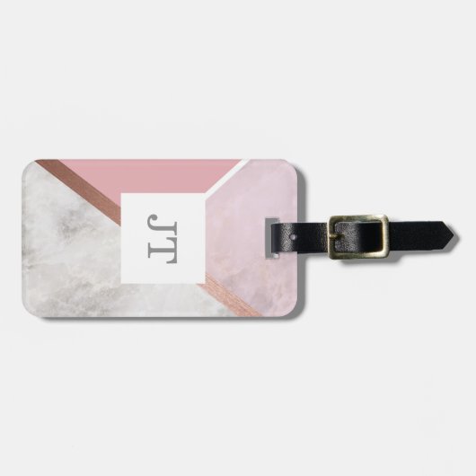 Personalisierte Rose Goldmarmoreffekt Gepäckmarke Gepäckanhänger (Vorderseite horizontal)