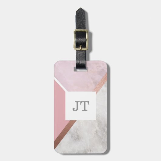 Personalisierte Rose Goldmarmoreffekt Gepäckmarke Gepäckanhänger (Vorderseite vertikal)