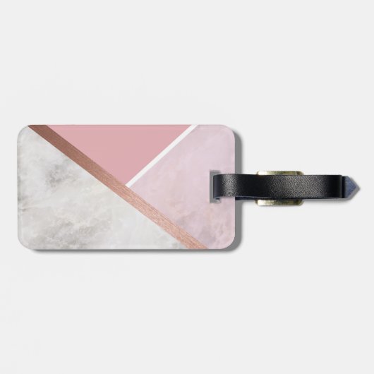 Personalisierte Rose Goldmarmoreffekt Gepäckmarke Gepäckanhänger (Rückseite horizontal)