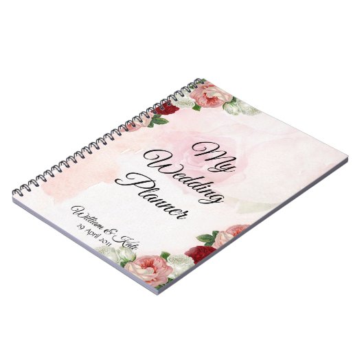 Personalisierte Rose Hochzeitsplaner Notebook Notizblock (Linke Seite)
