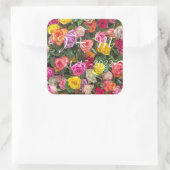 Personalisierte Rose Hochzeitsticker Quadratischer Aufkleber (Tasche)