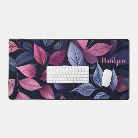 Personalisierte Rose, Lavendel, blaue Blätter Schr Schreibtischunterlage (Tastatur & Maus)
