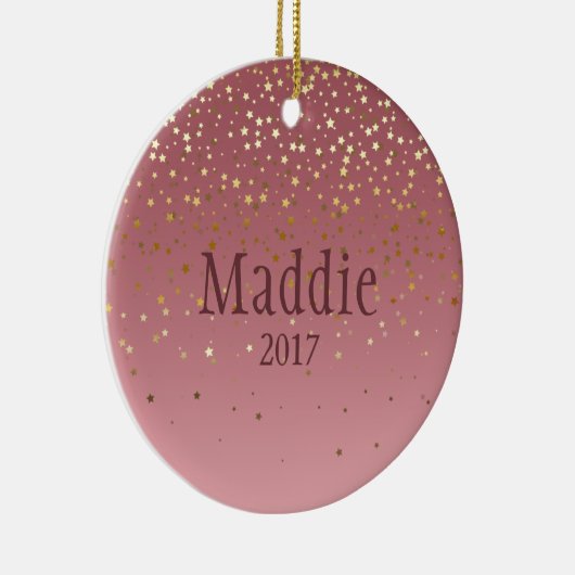 Personalisierte Rose Marsala Stars Design Keramik Ornament (Rechts)