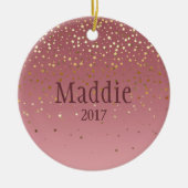 Personalisierte Rose Marsala Stars Design Keramik Ornament (Vorne)