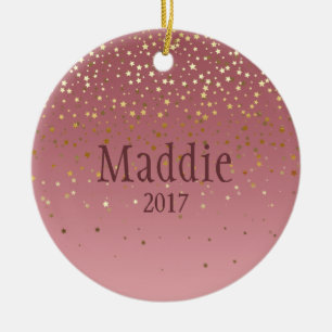 Personalisierte Rose Marsala Stars Design Keramik Ornament