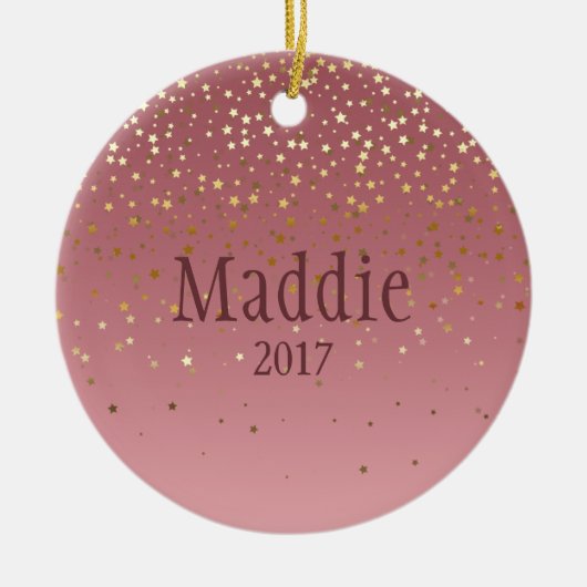 Personalisierte Rose Marsala Stars Design Keramik Ornament (Vorne)