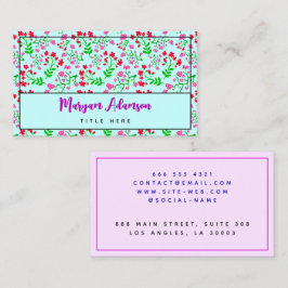 Personalisierte Rose mit Blumen, elegant rosa Telefonnummerkarte