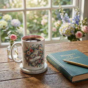 Personalisierte Rose Paisley-Blumen Zweifarbige Tasse
