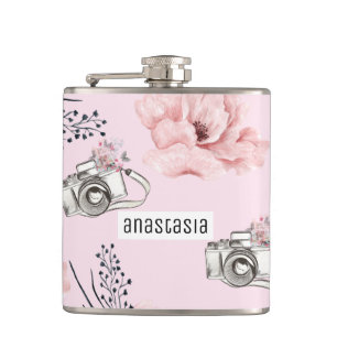 Personalisierte Rose Pastell Flachmann