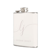 Personalisierte Rose Pink Script Elfenbein Bachelo Flachmann (Links)