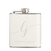 Personalisierte Rose Pink Script Elfenbein Bachelo Flachmann (Vorderseite)