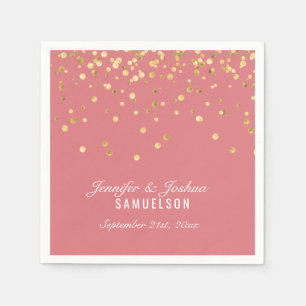 Personalisierte ROSE SALMON Gold Confetti Wedding Serviette