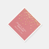 Personalisierte ROSE SALMON Gold Confetti Wedding Serviette (Ecke)