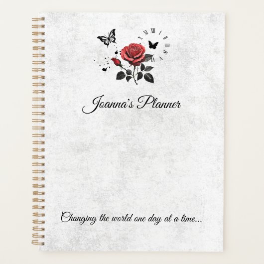 Personalisierte Rose, Tinte & Zeitplaner Planer (Vorderseite)