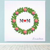 Personalisierte Rose über Laurel Wreath Leinwanddruck (Insitu (Holzboden))