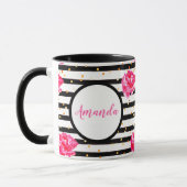 Personalisierte Rose und Streifen Tasse (Links)